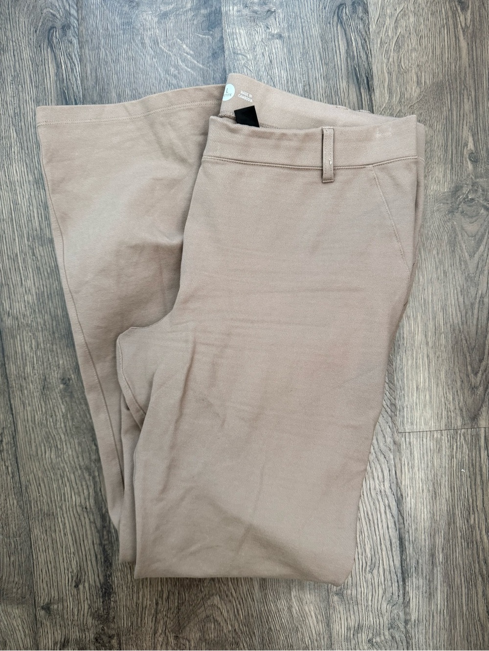 Betabrand Khaki Brown Pull On Stretchy Bootcut Work Pants Size Large Petite